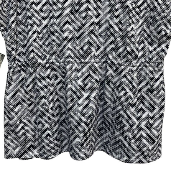 Tommy Bahama Blue and White Greek Cay Blouse Cinch Waist Tassel Size XL - Picture 4 of 5